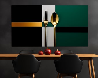 Abstract Fork and Spoon Canvas Print, Cutlery Wall Art, Kitchen Canvas Art, Restaurant Wall Decor, Kitchen Wall Decor, Fork and Spoon Poster