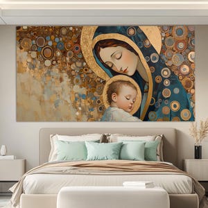 The Virgin and Child Canvas Print in a Vintage Painting Style, Religious Wall Art, Virgin Mary Painting, Catholic Gift
