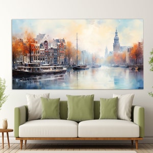 London Canvas Print in a Vintage Oil Painting Style, Abstract London Wall Art, London Painting, Great Britain Wall Art, England Canvas