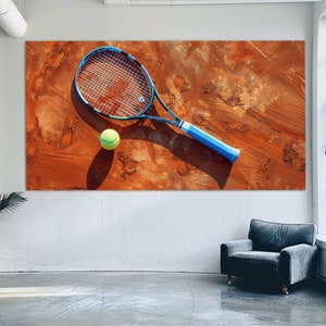 Abstract Tennis Wall Art, Tennis Racket Canvas Print, Tennis Painting, Tennis Poster, Tennis Fan Gift, Tennis Club Wall Decor