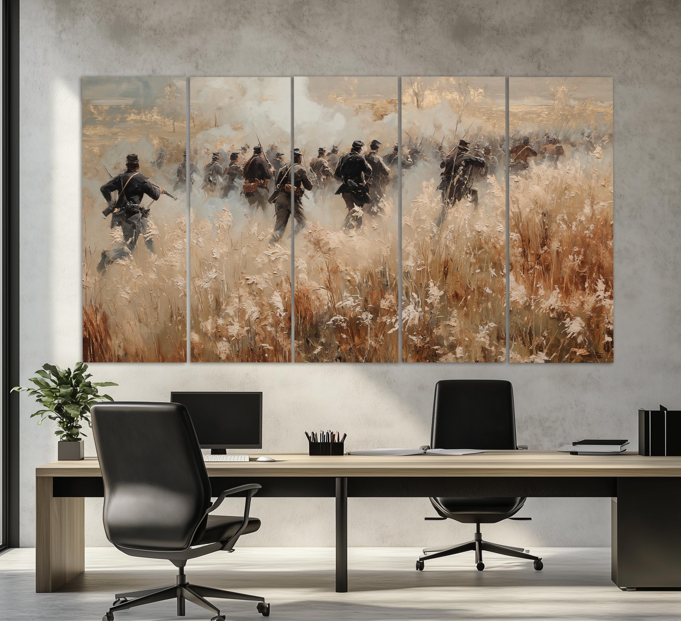 American Civil War Canvas Print in a Vintage Oil Painting Style ...