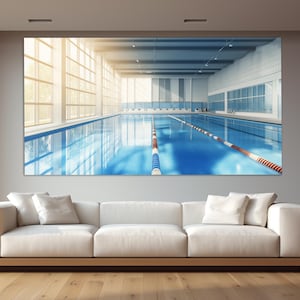 Minimalist Swimming Pool Canvas Print, Swimming Pool Wall Art, Swimmer Gift, Swimming Pool Poster, Ready to Hang