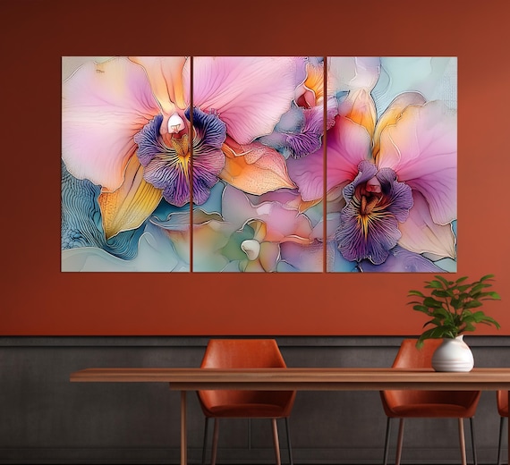 Abstract Orchid Flowers Canvas Print, Floral Wall Decor