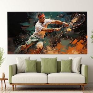Abstract Tennis Canvas Print in an Oil Painting Style, Tennis Wall Art, Tennis Painting, Tennis Poster, Tennis Fan Gift