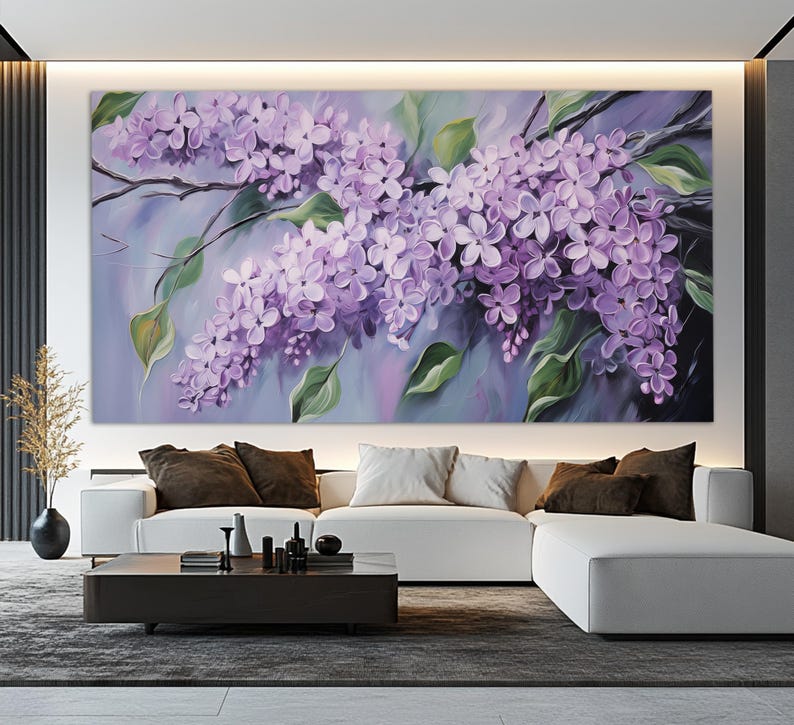 Lilac Flowers Canvas Print, Floral Wall Decor, Romantic Wall Art ...