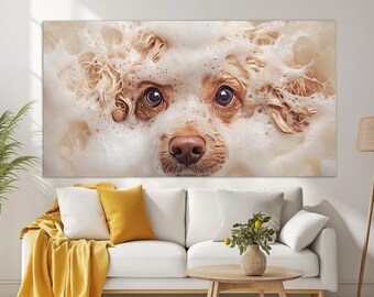 Uroczy pies wydruk na płótnie, Groomer Studio dekoracja ścienna, Groomer Wall Art, zabawny plakat z psem, plakat Groomer, prezent dla Groomer