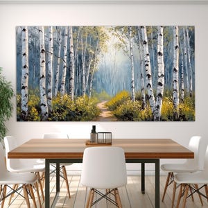 Birch Grove Canvas Print in an Oil Painting Style, Summer Birch Forest Wall Art, Russian Nature Canvas Art, Birch Trees Print