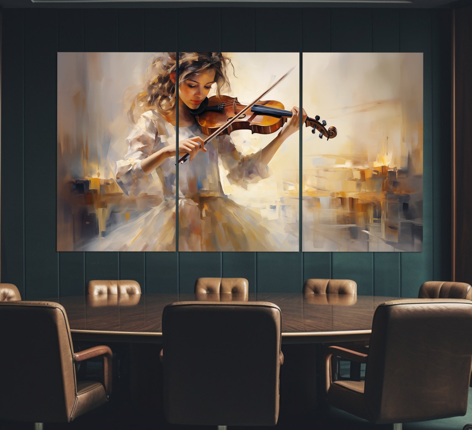 Girl Violinist Playing Violin Canvas Print in Vintage Oil Painting ...