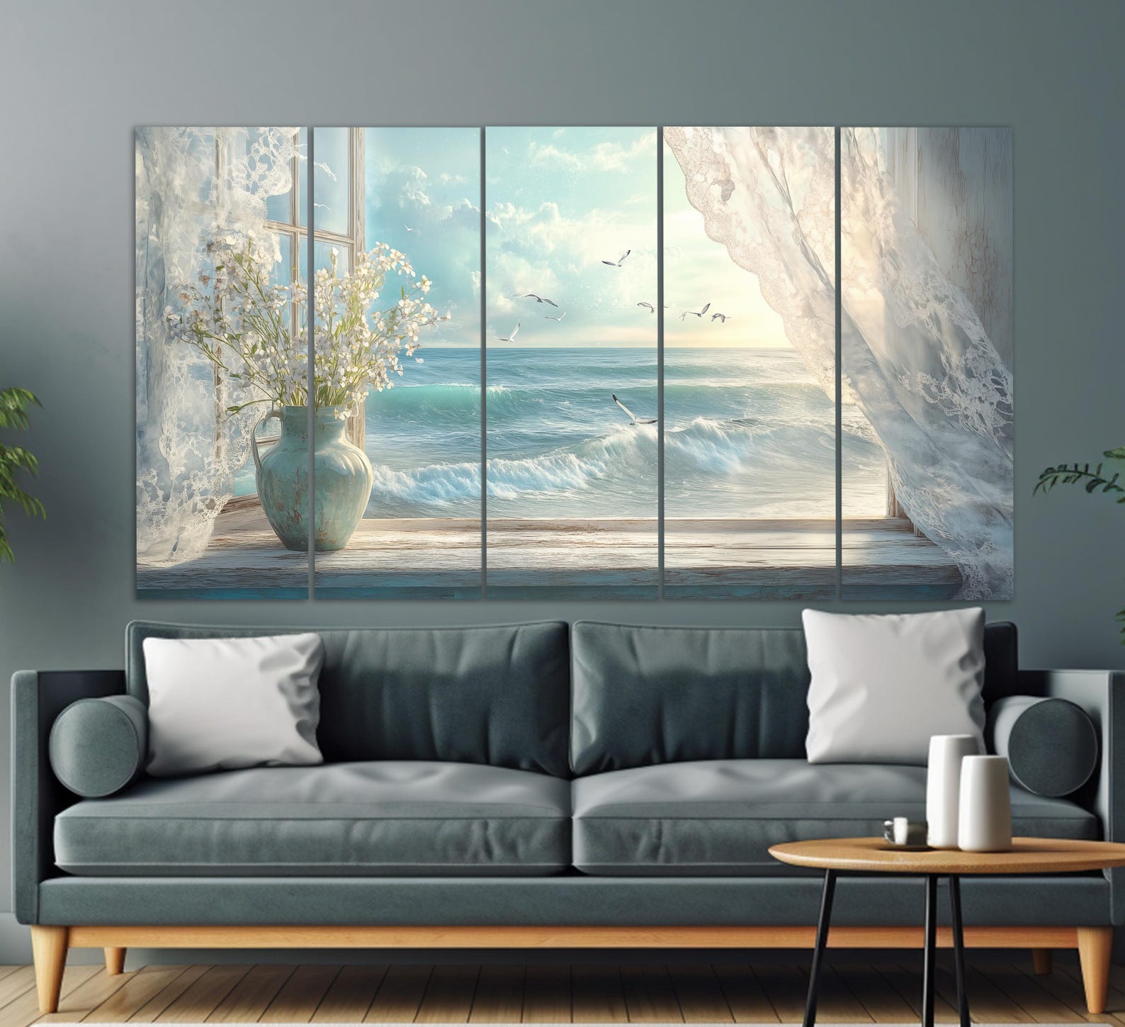 Scenic Sea View From Open Window Canvas Print, Nautical Wall Art ...