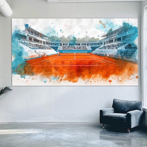 Abstract Clay Tennis Court Canvas Print, Tennis Wall Art, Tennis Painting, Tennis Court Poster, Tennis Fan Gift, Tennis Club Wall Decor