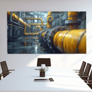 Abstract Industrial Wall Art, Factory Canvas Print, Plant Poster, Industrial Print, Factory Wall Art, Engineer Office Decor