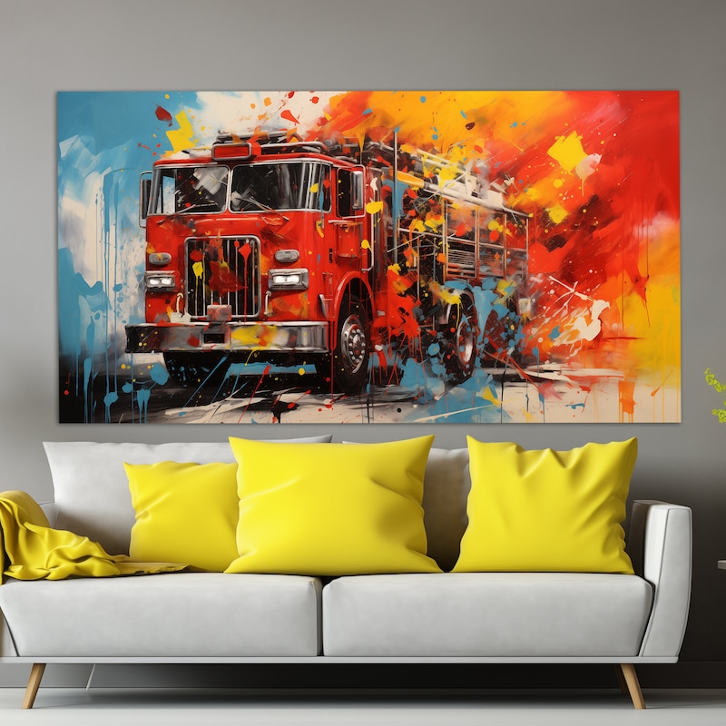 Firetruck Art - Etsy