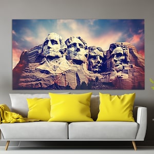 Mount Rushmore National Memorial Abstract Canvas Print, George Washington, Thomas Jefferson, Theodore Roosevelt and Abraham Lincoln Wall Art
