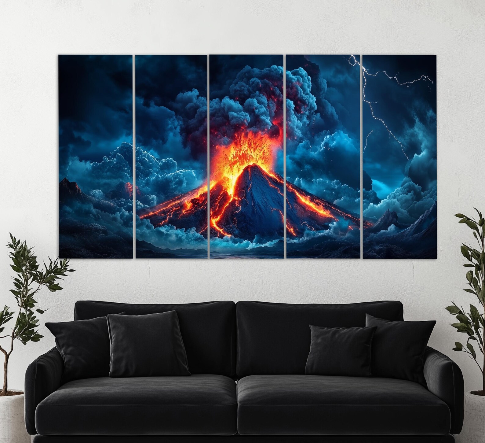 Abstract Volcanic Eruption Canvas Print, Large Volcano Painting ...