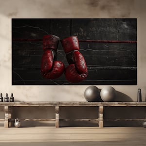 Old Boxing Gloves Canvas Print, Boxing Wall Art, Vintage Boxing Gloves Painting, Gym Wall Decor, Boxing Canvas Wall Art