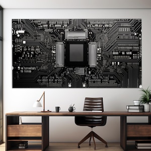 Abstract Microchip Canvas Print, Engineer Gift, Electronics Wall Art, Microchip Poster, Circuit Canvas Print, Engineering Wall Art