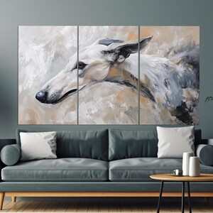 Stampa su tela di levriero in stile vintage a olio, stampa murale canina, stampa murale astratta di levriero, poster retrò di levriero immagine 6