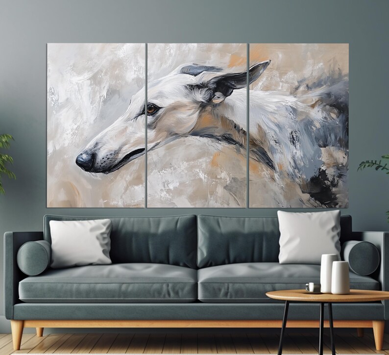 Stampa su tela di levriero in stile vintage a olio, stampa murale canina, stampa murale astratta di levriero, poster retrò di levriero immagine 6