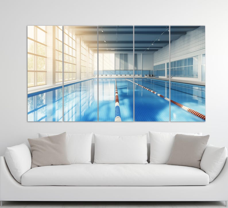 Minimalist Swimming Pool Canvas Print, Swimming Pool Wall Art, Swimmer ...
