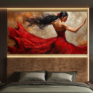 Flamenco Dance Canvas Print in an Oil Painting Style, Dancing Wall Art, Flamenco Painting, Dancer Gift, Dancing Studio Decor