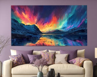 Aurora Borealis Wall Art, Northern Lights Wall Art, Aurora Borealis Canvas Print, Framed and Ready to Hang