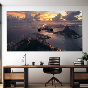 Aircraft over Rio de Janeiro Canvas Print, Rio Aerial Photography, Bird Eye Rio Print, Brazil Wall Art, Brazil Print, Brazil Canvas Art