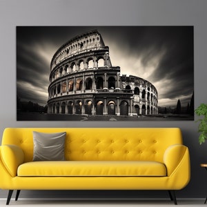 Black and White Colosseum Canvas Print, Colosseum Rome Wall Art, Abstract Colosseum Painting, Colosseum Wall Art, Italian Wall Decor
