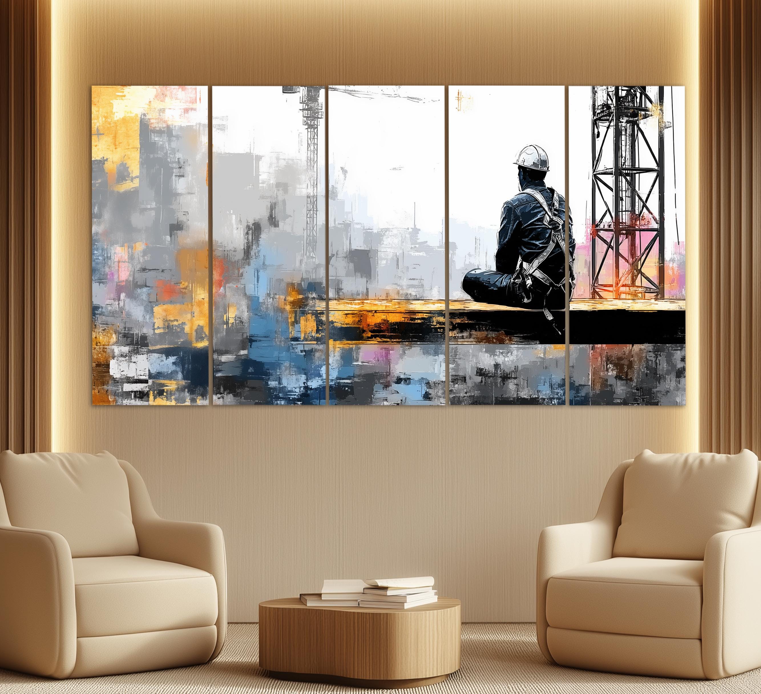 Abstract Builders Construction Wall Art, Abstract Builder Canvas Print - Etsy Australia