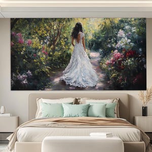 Lady in Persian Gardens Canvas Print in an Oil Painting Style, Persian Gardens Wall Art, Oriental Wall Art, Woman in Garden Poster