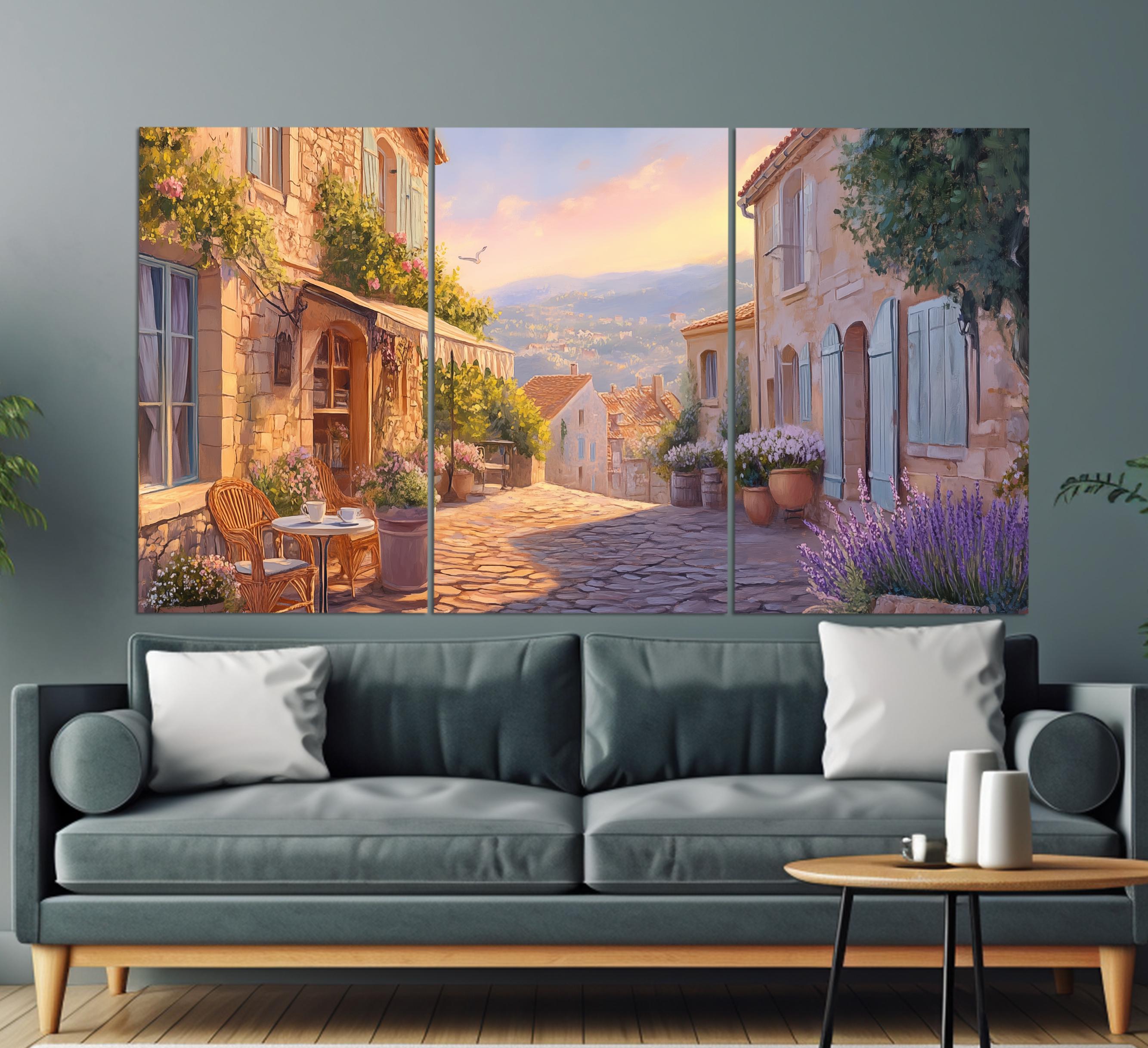 Scenic Provence Village Canvas Print in an Oil Painting Style, Scenic ...