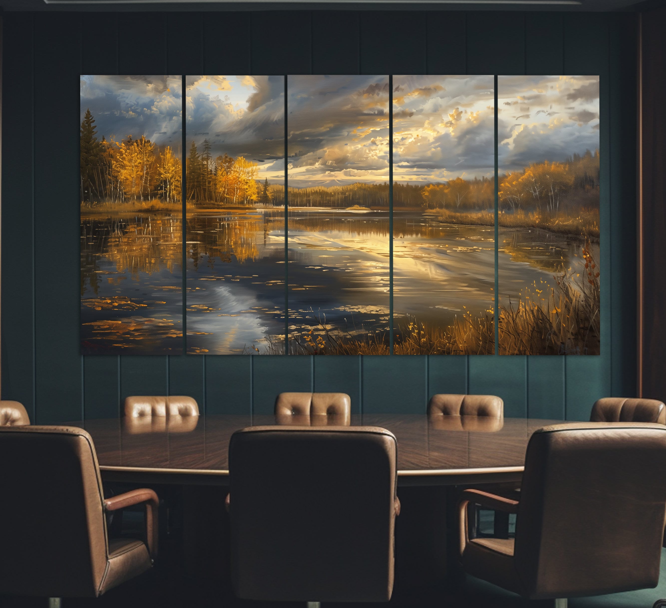 Scenic Autumn Forest Lake Canvas Print, Autumn Wall Decor, Bedroom Wall ...