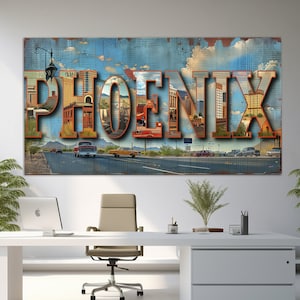 Phoenix Sign Canvas Print, Abstract Phoenix Wall Art, Modern Phoenix Print, Phoenix Painting, Phoenix Office Wall Decor, Phoenix Poster