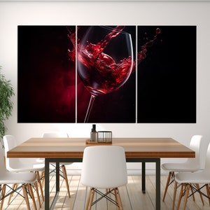 Wine Wall Art, Abstract Red Wine Glass Canvas Print, Kitchen Wall Decor, Wine Canvas Art, Winery Wall Decor, Wine Shop Decor