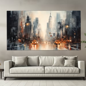 New York Canvas Print in a Vintage Oil Painting Style, Abstract New York Wall Art, New York City Painting, New York Wall Decor