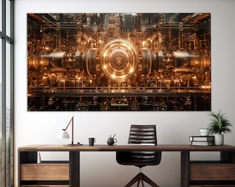 Industrial Wall Art, Nuclear Physics Canvas Print, Abstract Nuclear Canvas Art, Industrial Print, Physics Teacher Gift, Engineer Gift