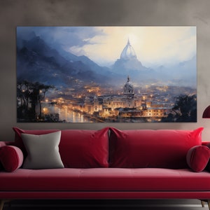 Quito Canvas Print in a Vintage Oil Painting Style, Abstract Quito Wall Art, Ecuador Painting, Quito Poster, Ecuador Canvas Print