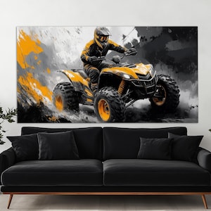 Abstract Quad Bike Wall Art, ATV Canvas Print, Biker Gift, Quad Bike Painting, Extreme Club Decor, Dirt Bike Fun Gift, ATV Wall Art