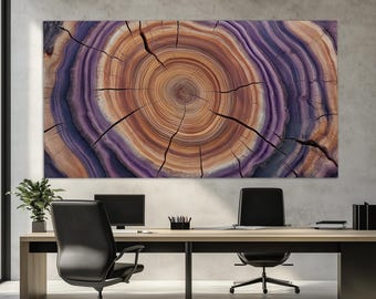 Abstracte boom textuur canvasafdruk, boomringen canvasafdruk, zachte tinten houttinten kunst aan de muur, houten muur kunst, slaapkamer muur decor, boom knippen