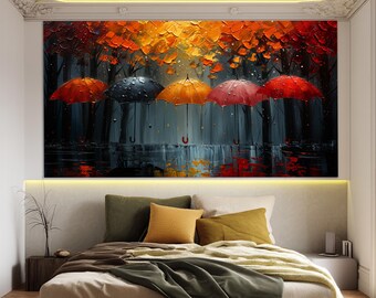 Abstract Umbrellas Canvas, Umbrellas Print, Umbrellas Wall Decor,