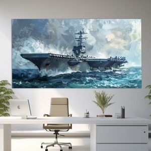 USS Dwight D. Eisenhower (CVN-69) Aircraft Carrier Canvas Print in an Oil Painting Style, Military Wall Art, Military Gift, Military Ship