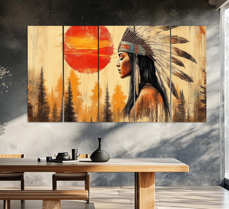 Beautiful Native American Woman Canvas Print in an Oil Painting Style ...