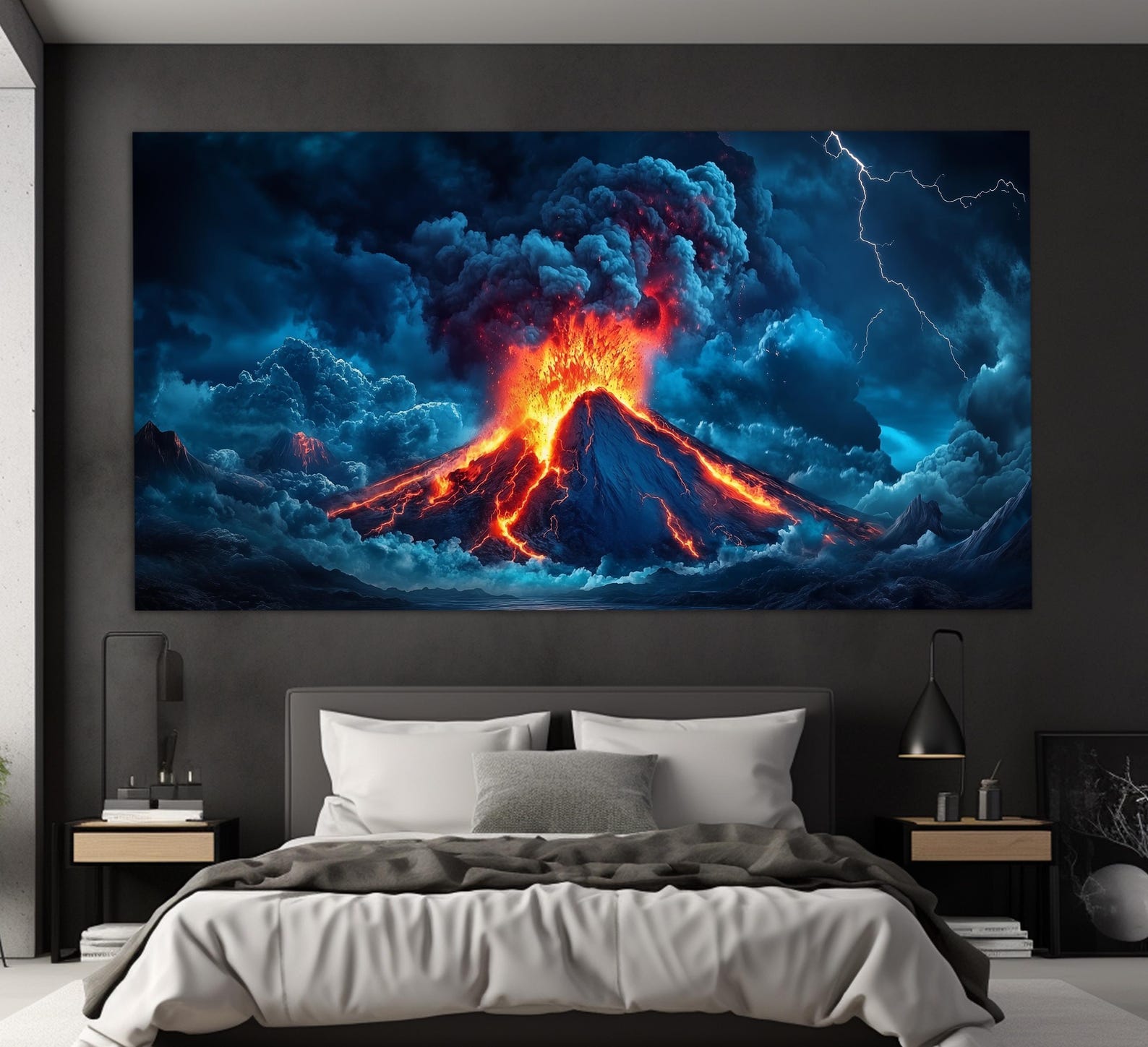 Abstract Volcanic Eruption Canvas Print, Large Volcano Painting ...