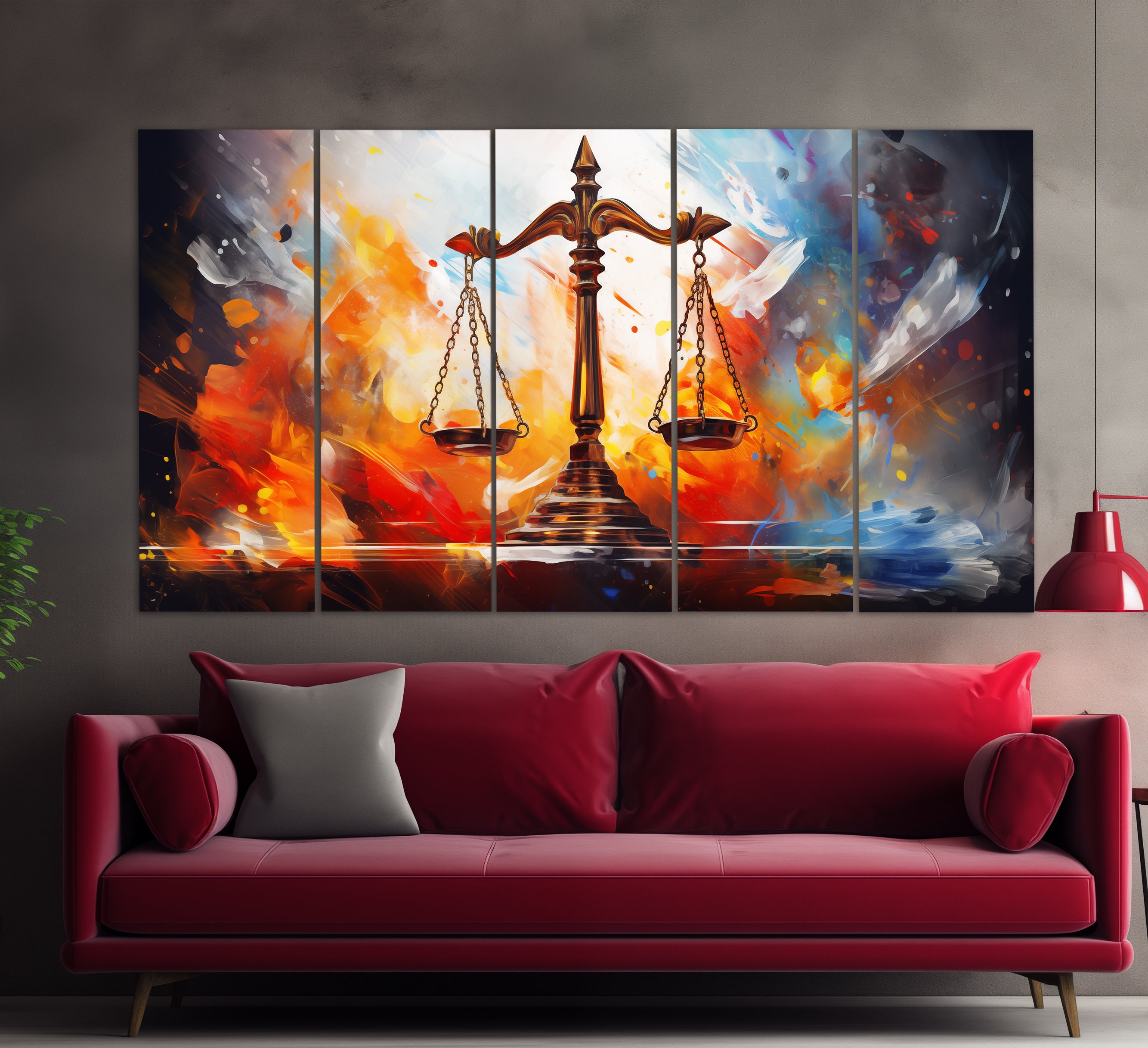 Scales of Justice Canvas Print in an Oil Painting Style, Justice Wall ...
