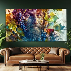 Dionysus, God of Wine-Making Canvas Print in an Oil Painting Style, Ancient Greek Mythology Canvas Art, God of Wine, Bacchus Canvas Print