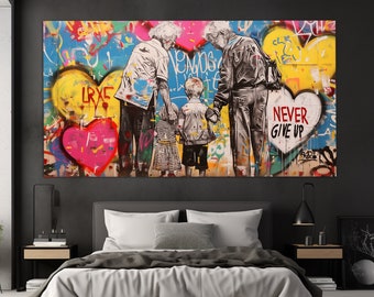 Never Give Up Graffiti Canvas Print, Street Art Painting, Graffiti Wall Art, Never Give Up Street Art, Graffiti Print, Framed Canvas Art