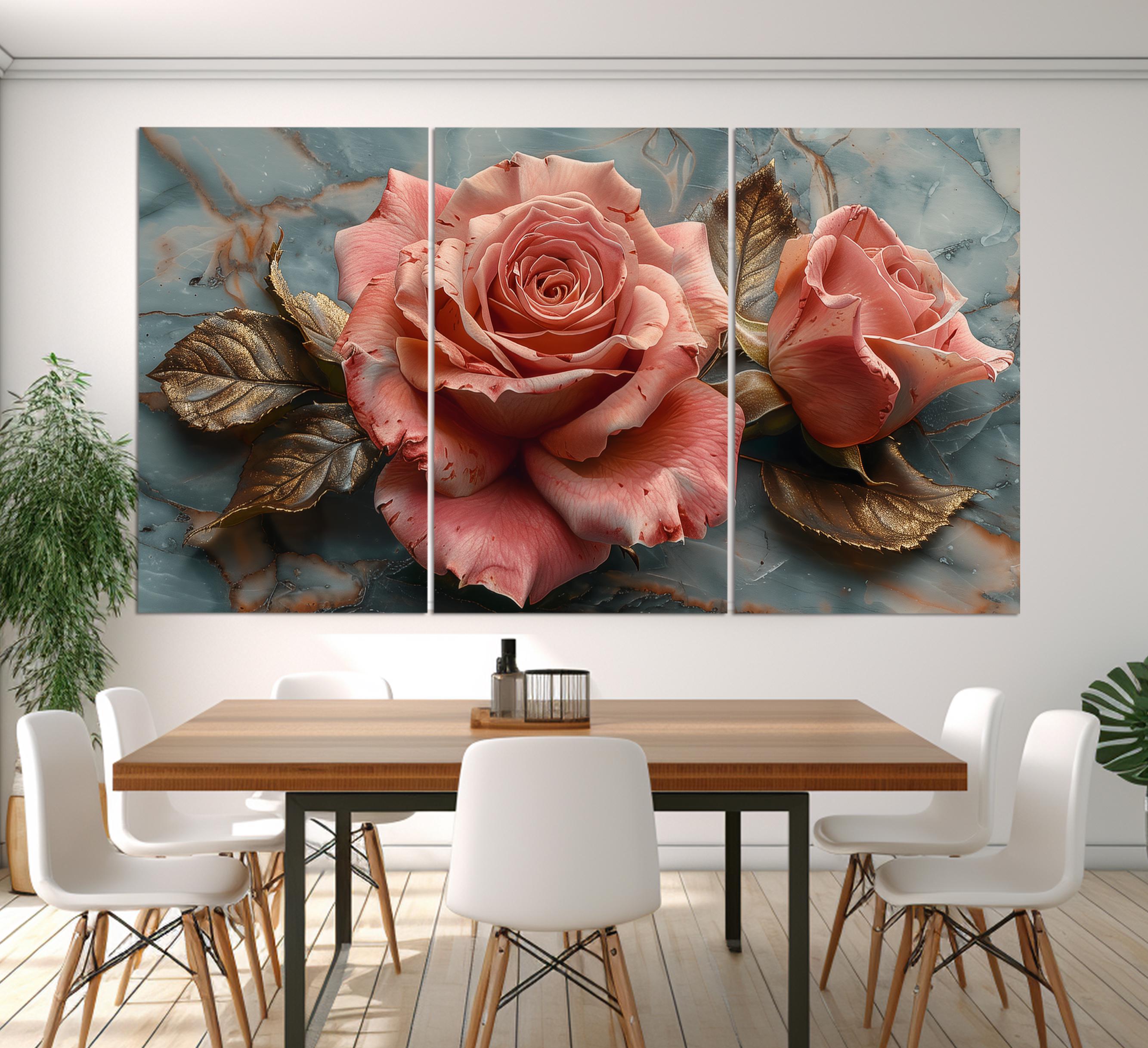 Pink Roses Canvas Print, Floral Wall Decor - Etsy