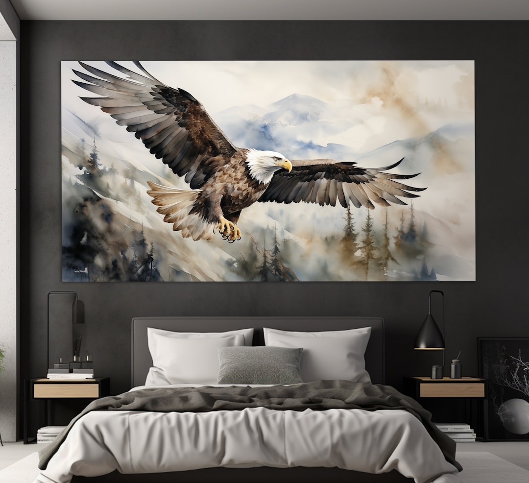 Bald Eagle Canvas Print in a Vintage Oil Painting Style, Animals Wall ...