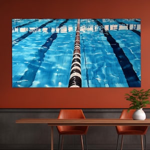 Swimming Pool Canvas Print, Swimming Wall Art, Swimmer Gift, Abstract Swimming Pool Painting, Water Sports Wall Art, Ready to Hang