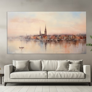 Bremen Canvas Print in a Vintage Oil Painting Style, Abstract Bremen Wall Art, Neutral Colors Bremen Painting, German Wall Decor