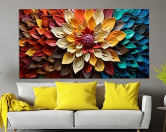 Abstrakte bunte Blumen Leinwand, abstrakte Blumenmalerei, Blumenwanddekor, abstrakte Innenwanddekor